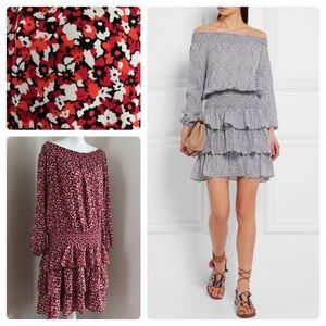 MICHAEL KORS Floral Off-the-Shoulder Long Sleeve Smocked Waist Tiered Dress